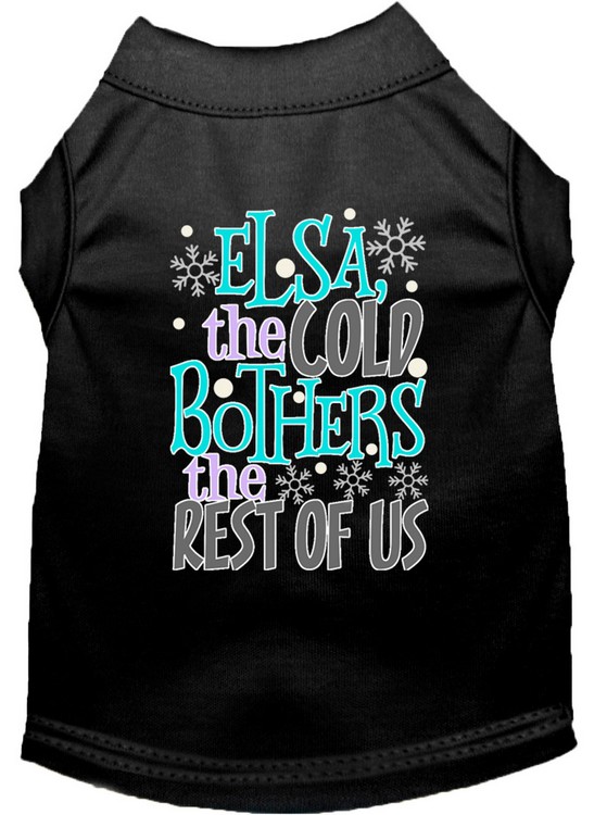 Elsa, the Cold Screen Print Dog Shirt Black XS